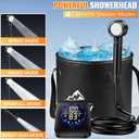 Portable Shower for Camping, 8000mAh Rechargeable Camping Shower Pump with XL Foldable Bucket, IPX8 Waterproof, Surrounding Water Inlet, 5 Pressure Modes Outdoor Shower Pump for Hiking, Travel, Pet