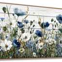 KZKU Floral Canvas Wall Art Blue and White Wildflowers Rustic Modern Farmhouse & Country Decor for Living Room Bedroom Kitchen 20x40inch