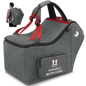 RAINSMORE Infant Car Seat Travel Bag for Airplane Compatible with All Nuna Pipa Car Seat and Base Chicco KeyFit 30 and Base Padded Car Seat Backpack for Travel Carseat Gate Check Bag with Side Pocket