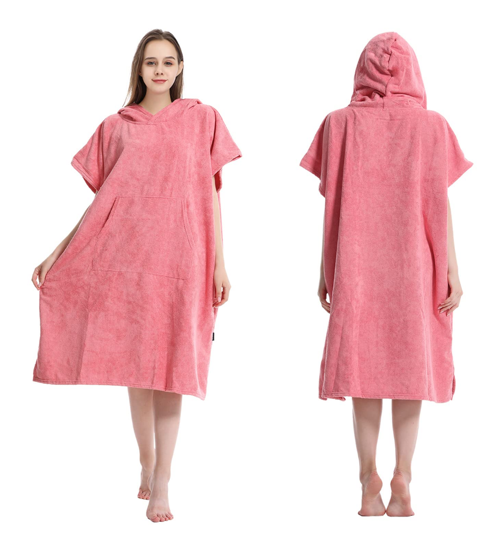 Surf Swimming Poncho Changing Robe,Quick Dry Microfiber Changing Towel with Pocket and Hood for Outdoor Indoor (One Size Fits All)