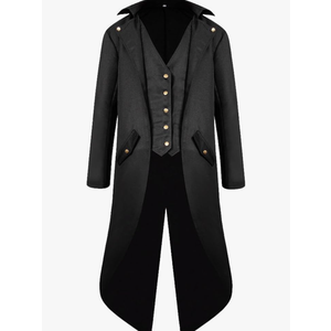 H&ZY Men's Steampunk Vintage Tailcoat Jacket Gothic Victorian Frock Coat Uniform Halloween Costume Size S