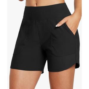 baleaf Women's 3"/5"/7"/9" High Waisted Swim Board Shorts Quick Dry Swimsuits Bottoms Trunks with Pockets (2 pair, Medium)