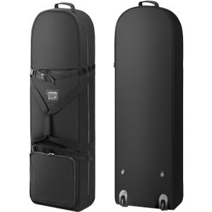 Outdoors Golf Travel Bag, Detachable Shoulder Straps and Rubber WheelsSoft Foldable Golf Club Travel Covers, 900D Heavy Duty Oxford -Universal Size