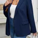 Cicy Bell Women's Plus Size Casual Blazers Lapel Long Sleeve Work Office Suit Jackets Open Front Curvy Blazers (Blue, Size XXL)