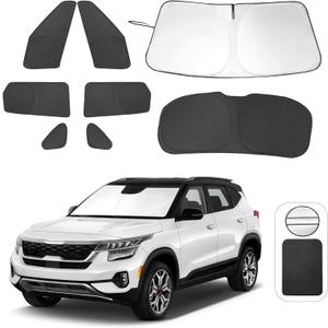 8PCS YYCKE Window Shades for Seltos 2021-2024 for Kia Accessories Car Side Full Windows Rear Triangular Windshield Sun Shade Sun UV Rays & Privacy Protection for Camping,Napping,and Relaxing