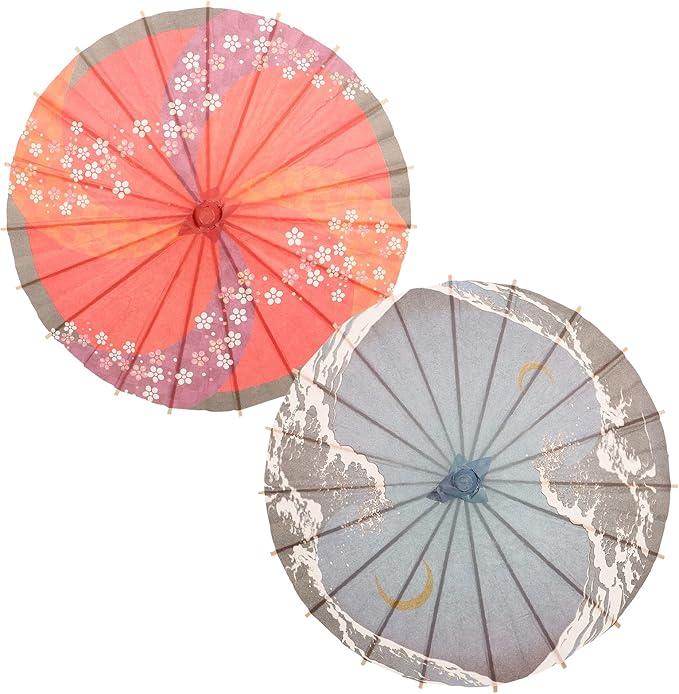 PRETYZOOM 2pcs Japanese Style Umbrella Oiled Paper Parasol Classic Umbrella Cherry Blossom Umbrella Oiled Paper Umbrella Vintage Chinese Hanging Umbrella Decoration for Home Shop Outdoor