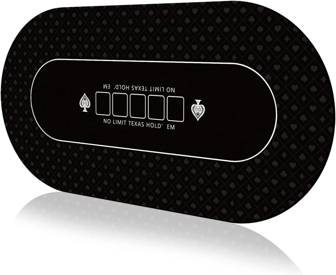 YUZPKRSI 70 x 35 Inch Poker Mat, 8 Players Texas Hold'em Poker Rubber Mat Poker Topper for Tables, Folding Portable Poker Table Top Layout w/Carrying Bag for Poker Games, Blackjack, Casino