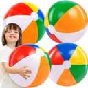 JOYIN 4-Pack 20" Beach Balls - Large Rainbow Beach Ball Inflatable Pool Toys for Party Supplies Decorations, Adults Kids Birthday Luau Summer Beach Water Games Beachball Party Favors