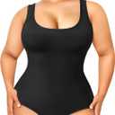 Nebility Plus Size Bodysuit Shapewear Tummy Control Body Shaper for Women Seamless Body Suit Sleeveless Going Out Tops (1X, Black Plus Size)