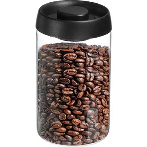 uxcell Coffee Vacuum Container, 1200ml/40oz Glass Coffee Bean Storage Container with Lids for Spices Biscuits Loose Leaf Tea, Black