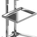 Multifunctional 2-Tray Utility Cart on Wheels - Stainless Steel 2-Level Medical Trolley - Mobile Storage for Dental Tools, Cavitation Machine, Salon Supplies - Foldable Trays