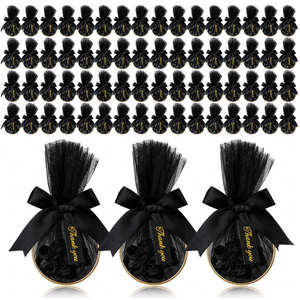 CPEGHDVM 200Pcs Organza Gift Bags, White Wedding Favor Bags, Thank You Gift Bags with Bow, Jewelry Pouches with Drawstring for Wedding Valentine Baby Shower, 5.9 x 2.7in (Black 200)