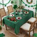 SASTYBALE St Patricks Day Tablecloth Rectangle, St Patricks Table Cloth Jacquard with Geometric Patterns, Washable Spillproof Table Cover for Dining, Camping, Parties, Holiday (60" x 120", Green)