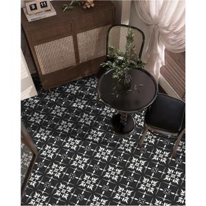 MORCART Peel and Stick Floor Tile - 20 PCS, 7.87" x 7.87" Vinyl Flooring - Waterproof Self-Adhesive Tile Sticker for Wall Backsplashes, Bathroom, Kitchen - Black Floral Look