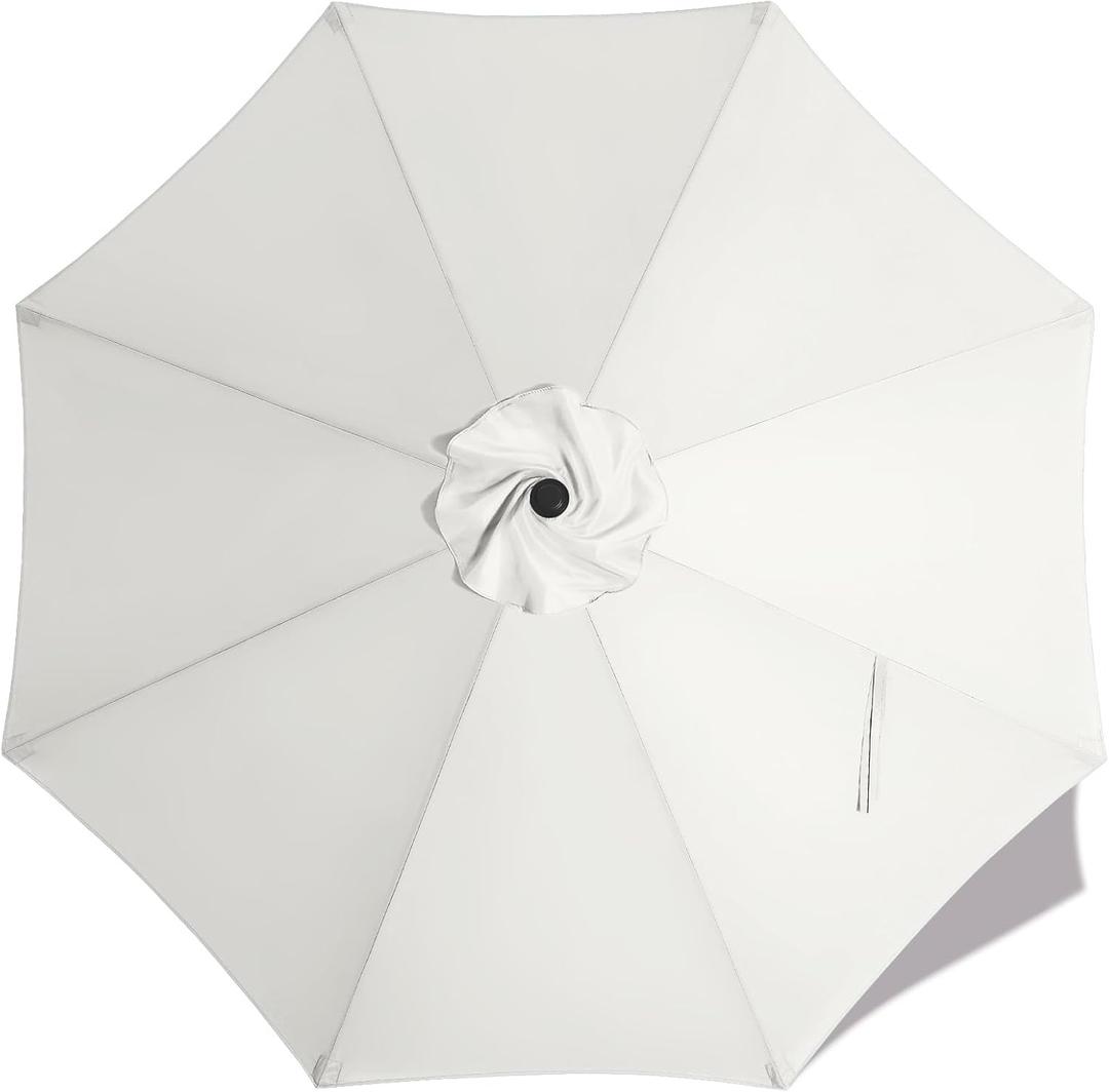 MASTERCANOPY Patio Umbrella 9 ft Replacement Canopy for 8 Ribs-White Canopy Only