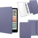Magnetic Detachable Case for All-New 7" Kindle Paperwhite 12th Gen 2024 and Kindle Colorsoft Signature Edition, Light PU Leather Cover Case with Auto Wake/Sleep, Lavender Purple