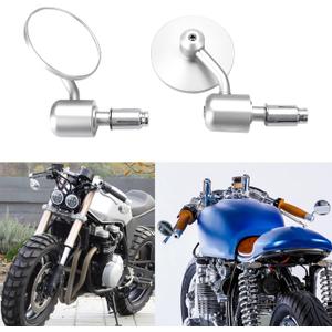 Silver Universal Motorcycle Rearview Mirrors 7/8" Bar End Compatible with Honda Cafe Racer Yamaha Suzuki Kawasaki Scooter