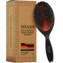 Since 1869 Hand Made In Germany - Nylon Boar Bristle Brush Suitable For Normal to Thick Hair - Gently Detangles, No Pulling or Split Ends - Softens and Improves Texture, Stimulates Scalp (Large) (Black)