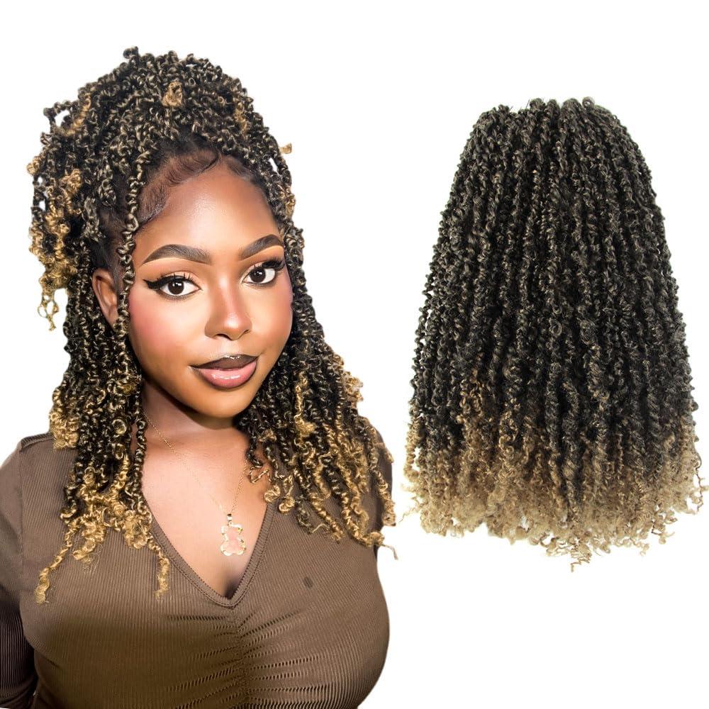 10 Inch 10 Packs Yanky Twist Crochet Hair Pre-twisted Ombre Honey Blonde Kinky Mini Spring Twist Small Curly Senegalese Twist Braids (T27)
