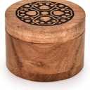 Decorative Urn Acacia Wood Round Wooden Engraved Urns for Cremation Urns for Ashes - Burial Urns - Funeral Urns (3.5" X 3.5" X 2.5")