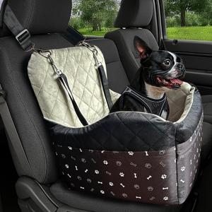 Dog Car Seat for Small Dogs & Medium Under 30 lbs, Bonus Safety XS Harness, Dog Booster Car Seat with Thick Cushions, 3Storage Pockets with Zipper, 2 Safety Belts (Black)