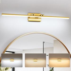 LED Bathroom Vanity Light, Modern Bathroom Light Fixture Over Mirror (3000K/4000K/6000K, Dimmable), Vanity Light Bar with Angle Adjustable, 40 Inch, Brass