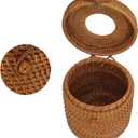 Rattan Woven Cylinder Tissue Box Cover - Boho Decorative Round Tissue Holder for Bathroom, Living Room, Coffee Table, Bedroom(Cylinder Style)