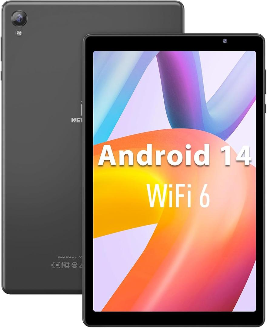 Tablet Android 10 inch, 32GB Storage, Quad-Core, HD IPS Screen, Dual Camera, WiFi, Bluetooth, Tablets with 6000mAh Battery, Type-C (Grey)