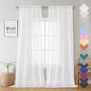 Lecloud Sheer Curtain Panels Set 96" Inches Long, Solid Voile Light Filtering Airy Curtains Window Treatment Drapes for Living Room, 2 Panels Elegant Bedroom Sheer Curtains, White, 40" Wx96 L