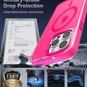 Newfuture Magnetic for iPhone 15 Pro Case [Compatible with Magsafe] [Military Grade Drop Protection] Translucent Matte Anti-Fingerprint Shockproof Phone Case for iPhone 15 Pro 6.1 inch, Hot Pink