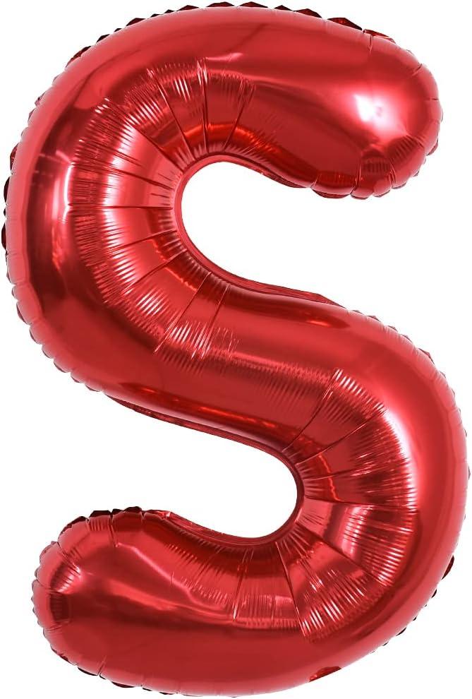 TONIFUL 40 Inch Large Bright Red Letter Balloons A-Z, Giant Jumbo Helium Foil Mylar Big Letter S Balloons for Birthday Party Anniversary Wedding Decorations