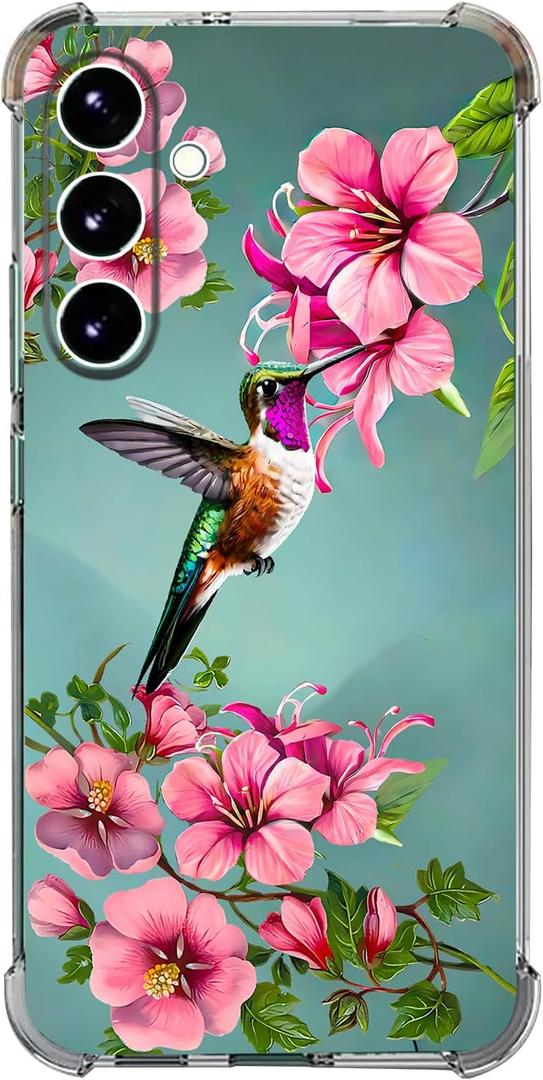Case for Galaxy A35 5G,Hummingbird Flowers Blue Drop Protection Shockproof Case TPU Full Body Protective Scratch-Resistant Cover for Samsung Galaxy A35 5G