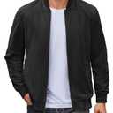 COOFANDY Bomber Jacket Mens Lightweight Suede Jackets Casual Varisty Jacket Faux Leather Jackets, Black, M