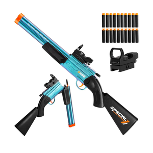 Toy Gun Double Barrel Shotgun Toy,with 20 Soft Bullet Darts, Toy Foam Blaster Foam Dart Blaster with Scope for Kids, Youth, Teen, Boys-Holiday for 8-12 Year (Blue)