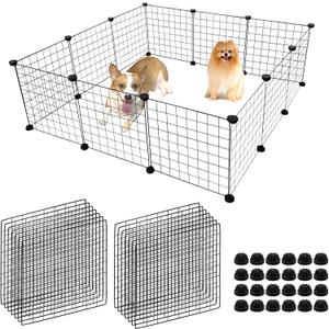 Dog Playpen 12Panels,43.7x43.7x13.8 inches Pet Play Pen House for Medium/Small Dogs Adjustable Dogs Guinea Pig Cage Fence Pen