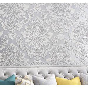 yaretzy Peel and Stick Wallpaper 3D Silver Grey Floral Modern Damask Removable Wallpaper Bedroom Embossed Sticky Self Adhesive 20.8inch x 119inch