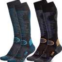 Merino Wool Ski Socks Men's Women's 2 Pairs for Skiing, Snowboarding, Thermal Knee High Winter Warm Sports Performance Socks (Medium)