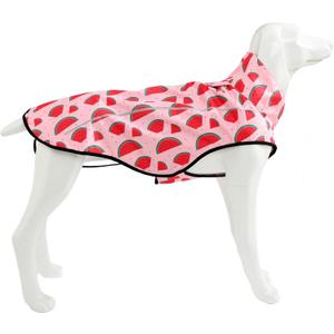 Mile High Life Dog Raincoat, Adjustable Waterproof Reflective Rain Jacket for Small Medium Large Dogs, Lightweight Breathable Pet Rain Coat with Leash Hole(Pink Watermelon,S Chest 22-25")