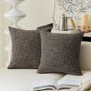 Kevin Textile Soft Solid Lined Linen Pillow Cover Durable Pillowcase Fashion Striped Star Cushion Cover, 61 x 61 cm, Set of 2, Black Gold