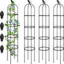 4 Pack 6 ft Garden Obelisk Trellis for Climbing Plants Outdoor Rustproof Rose Pots Tall Tower Metal Garden Trellis for Outdoor Indoor Vines Flower Plants Support(Black)