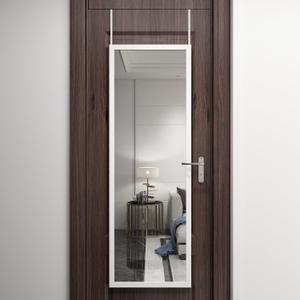 whitebeach 48" x 16" Over The Door Full Length Mirror Wall Mounted Hanging with 2 Metal Hangers for Bedroom Living Room Bathroom White