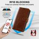 MONASAY Wallet Case Compatible for iPhone XR, 6.1-inch, [Glass Screen Protector Included] [RFID Blocking] Flip Folio Leather Cell Phone Cover with Credit Card Holder, Brown