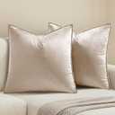 MIULEE Champagne Velvet Throw Pillow Covers 18x18 Soft Decorative Solid Square Cushion Cases Pack of 2 Modern Luxury Home Decor for Couch, Sofa, Bedroom