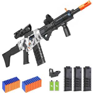 Realistic Toy Gun for Nerf Guns Darts, Foam Blaster - with Scope 120 Soft Bullets 3 Magazines, Semi-Auto Sniper Rifle Electric Machine Guns for Boys 8-12 Age, Birthday Gifts for Kids and Adults
