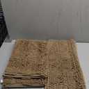 H.VERSAILTEX Bathroom Rugs Sets 2 Piece Non Slip Thick Shaggy Chenille Bathroom Rug Mat Set Extra Soft and Absorbent Striped Floor Rugs, Machine-Washable, Taupe Brown