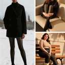 Womens Fleece-Lined Tights - Ultra-Warm Fake Sheer Look Pantyhose Thick Leggings for Winter (Black, M)