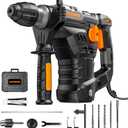 RH15A 1-9/16'' SDS-Plus Rotary Hammer Drill, 12.5Amp Heavy Duty Rotary Hammer with 4 Functions, Safety Clutch, Vibration Control, Corded Demolition Hammer for Concrete, Drill Bits and Chisels Included