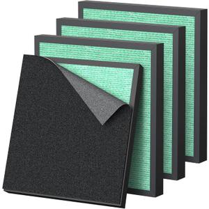 4 Pack ET066 Filter Compatible with Evalit ET066 Air Puri-fier, HEPA 3-Stage for Evalit ET066 Filter, 4 HEPA Filters & 8 Washable Pre-filters