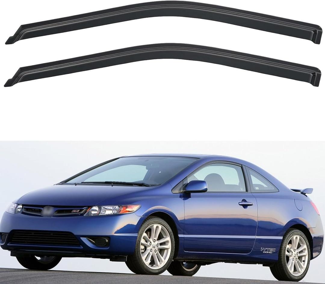 Window Visors Rain Guards for 2006-2011 Honda Civic Coupe, Out-Channel Window Vent Wind Deflectors Visors Shades for 06 07 08 09 10 11 Civic 2Door