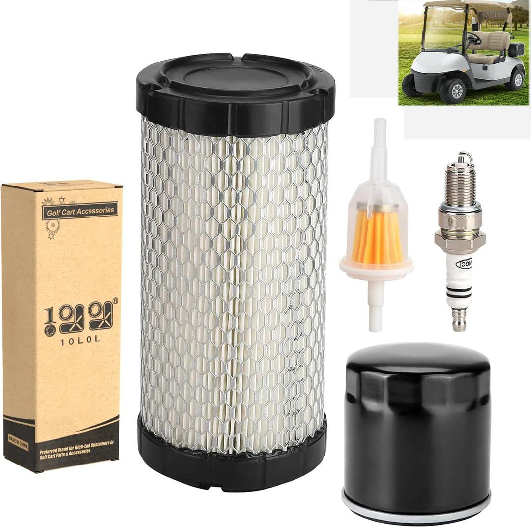 10L0L Golf Cart Tune Up Kit for EZGO RXV 2008-up & TXT 2010-up Gas Carts with Kawasaki Motor, Air Fuel Oil Filter 28463-G01, 72084-G01, 607454, Spark Plug 607462